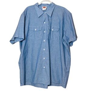 NA XXXX ???? Short Sleeve Shirt Double Button Chambray Blue Size XXXL